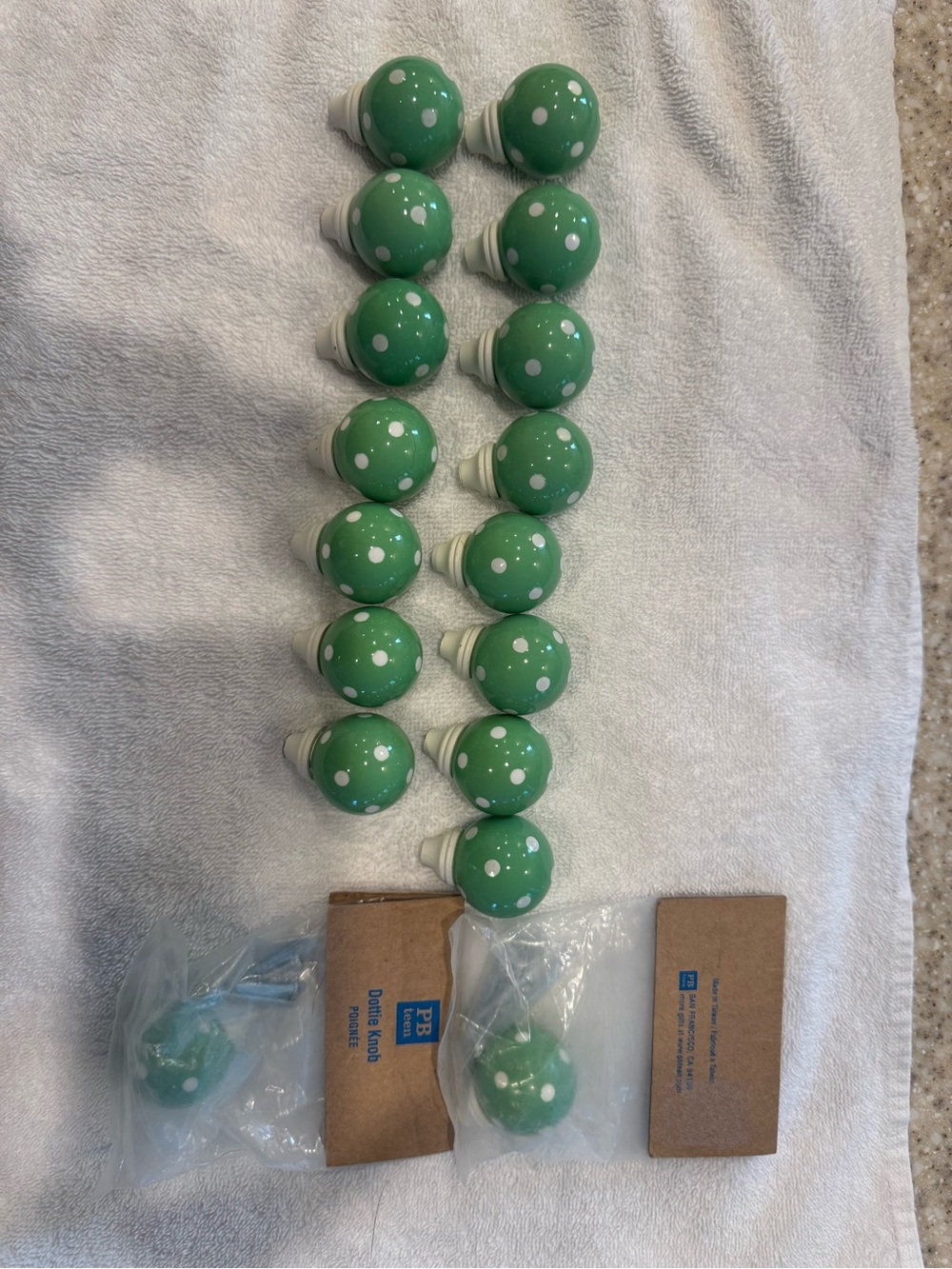 17 Pottery Barn Polka Dot Green Drawer Knob -